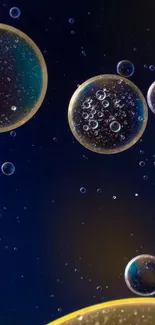 Abstract bubbles floating in night sky wallpaper.