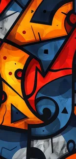 Vibrant abstract wallpaper with geometric patterns and vivid colors.