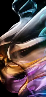 Abstract design with colorful flowing swirls on black background.