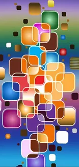 Abstract wallpaper with colorful squares on a gradient background.