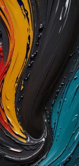 Abstract colorful paint swirl with vibrant hues.