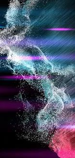 Colorful abstract mobile wallpaper with dynamic particles.