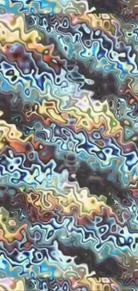 Colorful abstract pattern with swirling waves.