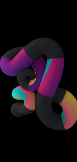 Colorful abstract swirl with bold black background.