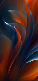 Abstract blue and orange wave design mobile wallpaper.