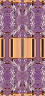 Abstract copper and purple symmetrical design wallpaper.