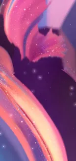 Vibrant abstract wallpaper with cosmic and galaxy-like colors of pink, purple, and blue.