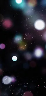 Abstract cosmic lights with bokeh effect on a dark background.