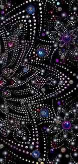 Abstract cosmic mobile wallpaper with intricate patterns and glowing details.