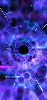 Abstract cosmic vortex wallpaper with vibrant blues and purples.