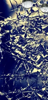 Abstract wallpaper with cracked glass and dark blue hues.