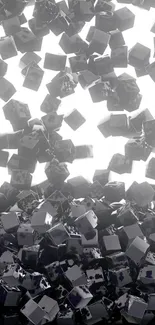 Dark gray reflective cubes with light background in motion.