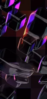 Glossy black cubes with neon colors on a modern background.