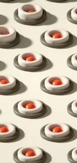 Abstract cylindrical pattern wallpaper with a modern twist.