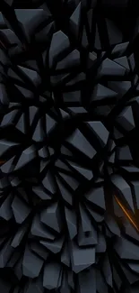 Abstract dark geometric design with 3D shapes.