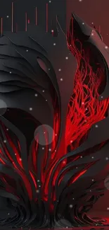 Abstract dark red art mobile wallpaper with intricate design.