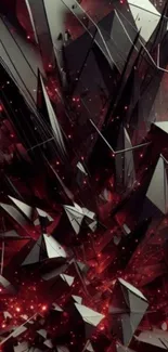 Abstract glass shards with red highlights on a dark background.