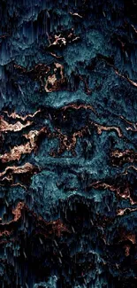 Dark abstract texture art with blue and copper tones for mobile wallpaper.