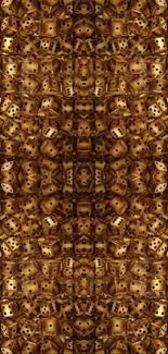 Intricate golden dice pattern forming an abstract wallpaper design.