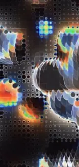 Vibrant abstract digital pattern wallpaper with colorful designs.