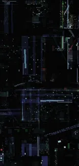Abstract digital matrix wallpaper with dark tones and technological patterns.