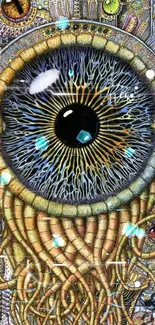 Abstract eye art wallpaper with intricate patterns and vibrant colors.