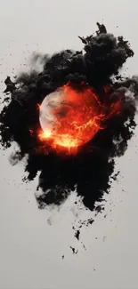 Fiery explosion in abstract art style on soft background.