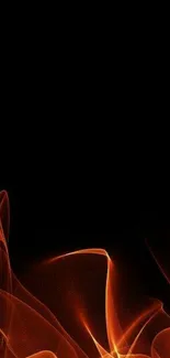 Abstract fiery orange flame wallpaper with black background.