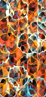 Abstract fiery mosaic wallpaper with vibrant colors and patterns.