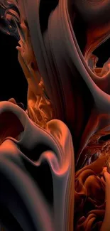 Abstract art with black and orange flowing design.