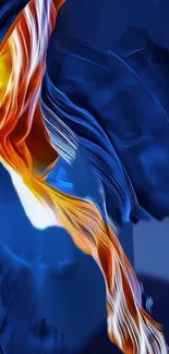 Abstract flowing blue art with vibrant colors.