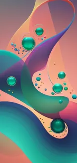 Vibrant abstract fluid art design in teal and pink hues