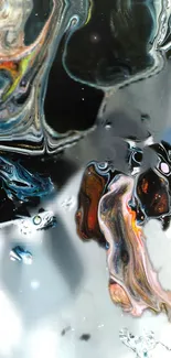 Abstract fluid art wallpaper with swirling colors on a smartphone screen.