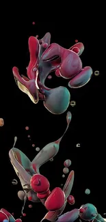 Vibrant abstract fluid art on a black background for mobile wallpaper.