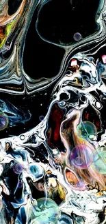 Colorful abstract fluid art wallpaper with swirling patterns and vibrant colors.