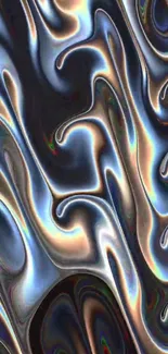 Abstract fluid art wallpaper with vibrant swirls in dark tones.