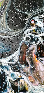 Abstract fluid art wallpaper with swirling patterns and vivid colors.