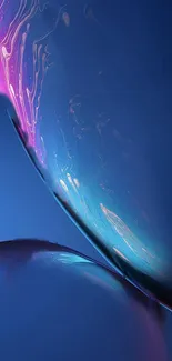 Abstract blue and purple swirl mobile wallpaper with fluid art design.