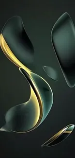 Abstract wallpaper with fluid green shapes.