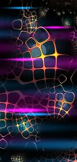 Abstract teal and orange fractal art wallpaper with modern design elements.