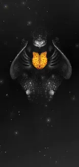 Abstract black creature in starry cosmic background mobile wallpaper.