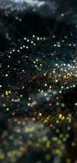 Abstract galaxy wallpaper with cosmic light speckles and vibrant colors.