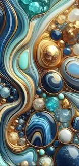 Abstract gemstone art wallpaper with blue hues and intricate patterns.