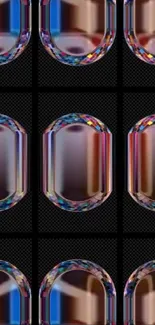 Abstract gemstone pattern wallpaper with colorful reflections.