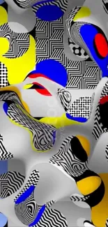 Colorful abstract geometric art wallpaper with bold patterns.