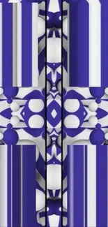 Abstract blue and white geometric pattern wallpaper.