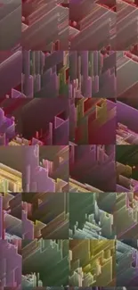 Abstract geometric wallpaper with colorful patterns and blocks.