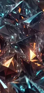 Abstract geometric wallpaper with shimmering crystal facets.