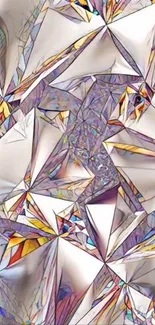 Abstract geometric crystal pattern wallpaper with prism effect.