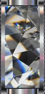 Abstract geometric crystal design with metallic tones.